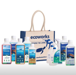 Kit e bolsa completo para limpeza de iate ecoworks marine